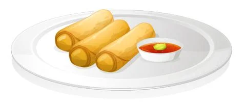 Bread roll and sauce Illustrazione stock