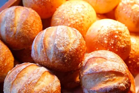 Bread roll on buffet line Stock Photos
