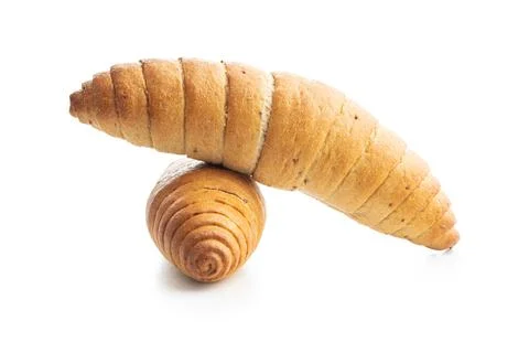 Bread roll. Croissant isolated on white background. Stock Photos