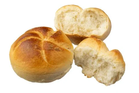 Bread roll on white isolated background Stock Photos