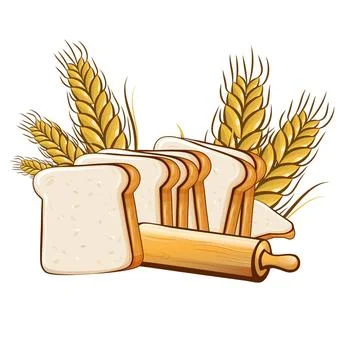 Bread with rolling pin isolated on white background slices bread with roll... Foto stock