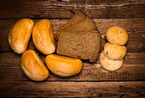 Bread, rolls and cookies Stock Photos