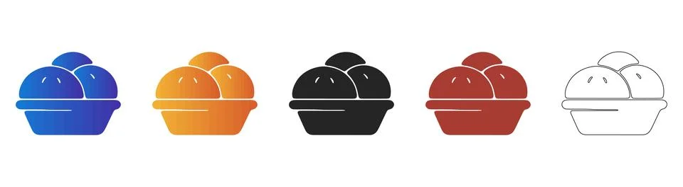 Bread rolls in basket icon for bakery menu design 스톡 일러스트