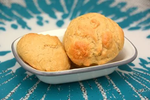 Bread rolls, bread, plate, baking, homemade, bakery, food, table, blue, fre.. Stock Photos