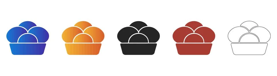 Bread rolls bun icon for breakfast and bakery menu Stock Illustration