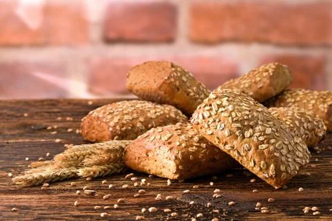 Bread rolls of grains Stock Photos
