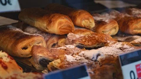 Bread rolls in a shop window Stock Photos