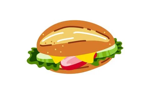 Bread rolls with vegetables or sandwich for breakfast,launch.Vector illustration Stock Illustration