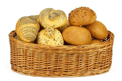 Bread rolls on white background Stock Photos