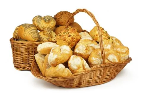 Bread rolls on white background Stock Photos