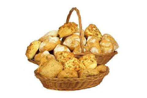 Bread rolls on white background Stock Photos