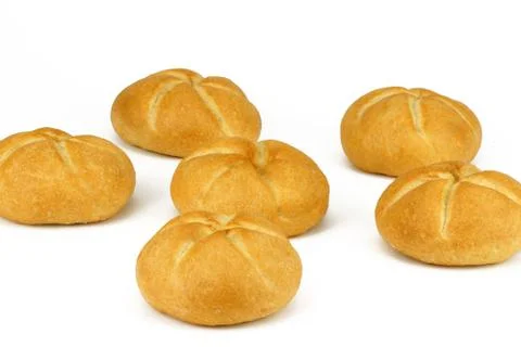 Bread rolls on white background Stock Photos