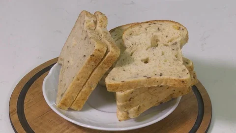 Bread rotates on a plate Stock Footage 119650640