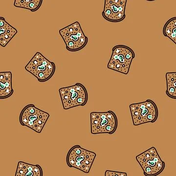 Bread rotten food vector seamless pattern Illustrazione stock