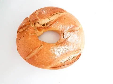 Bread round circle isolated baked Stock Photos