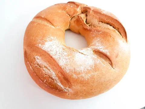 Bread round circle isolated baked Stock Photos