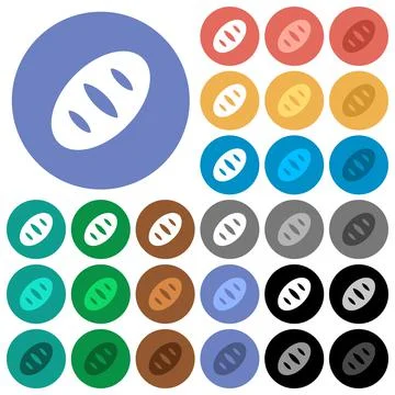 Bread round flat multi colored icons 스톡 일러스트