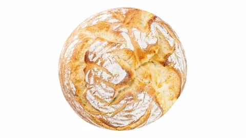 Bread round white, rotating Stock Footage 166363383