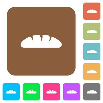 Bread rounded square flat icons Stock Illustration