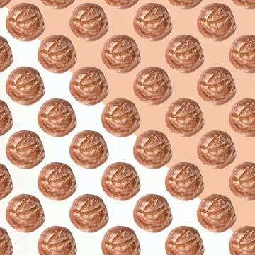 Bread, rye loaf bakery products on brown and white gradient background, seaml Stock Illustration
