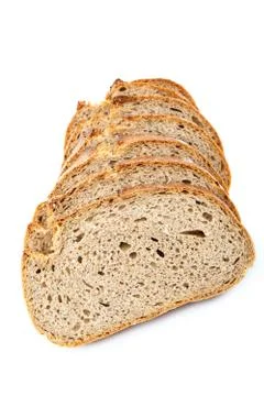 Bread rye sliced isolated on a white background. Stock Photos