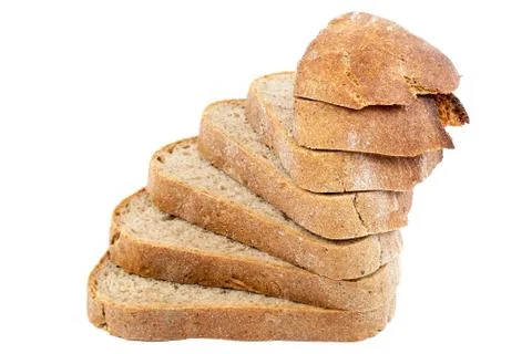 Bread rye sliced on a white background. Stock Photos