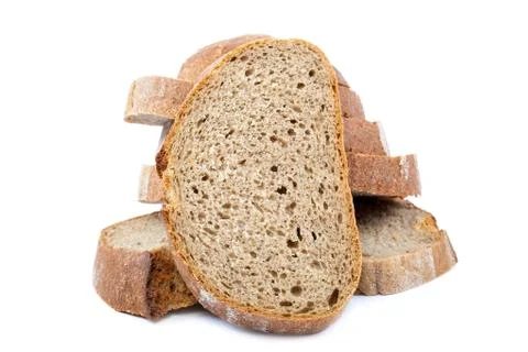 Bread rye sliced on a white background. Stock Photos