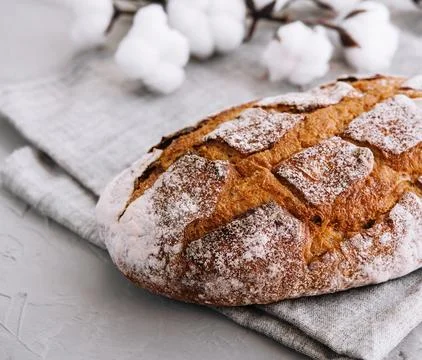 Bread rye, whole grain on a grey background Stock Photos