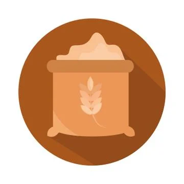 Bread sack of flour menu bakery food product block and flat icon Stock Illustration