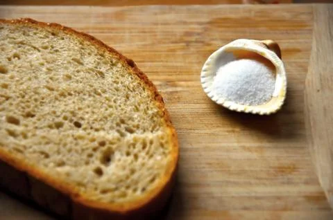 Bread with salt in oyster Stock Photos