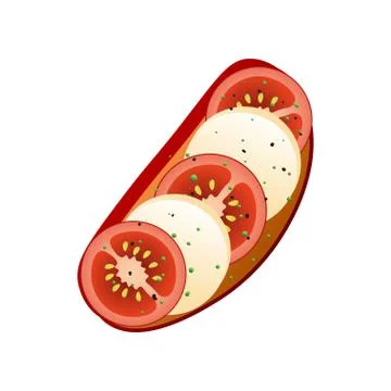 Bread sandwich from toaster with cutted tomato and italian cheese イラスト素材