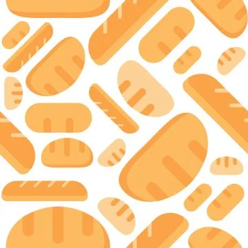 Bread Seamless pattern bakery product flat design Stock Illustration