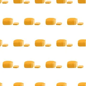 Bread seamless pattern in cartoon style on white background. Stock Illustration