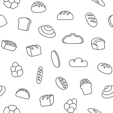Bread. Seamless pattern. Coloring Page. 스톡 일러스트