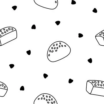 Bread. Seamless pattern. Coloring Page. Illustrazione stock