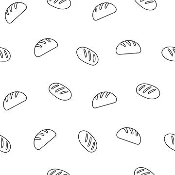 Bread. Seamless pattern. Coloring Page. Stock Illustration