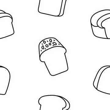 Bread. Seamless pattern. Coloring Page. Stock Illustration