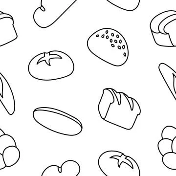 Bread. Seamless pattern. Coloring Page. Illustrazione stock