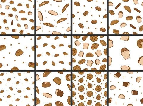 Bread. Seamless pattern. Loaf food. Illustrazione stock