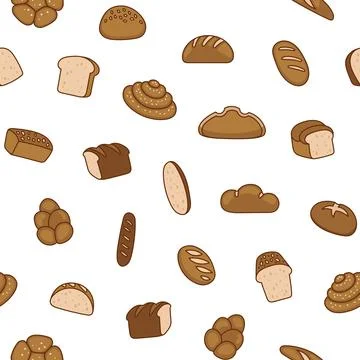 Bread. Seamless pattern. Loaf food. 스톡 일러스트