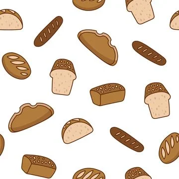 Bread. Seamless pattern. Loaf food. Stock Illustration
