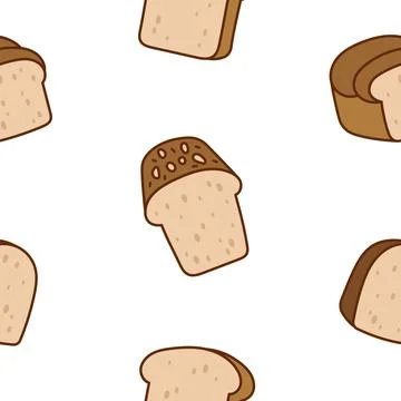 Bread. Seamless pattern. Loaf food. 스톡 일러스트