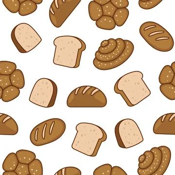 Bread. Seamless pattern. Loaf food. 스톡 일러스트