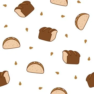 Bread. Seamless pattern. Loaf food. Stock Illustration