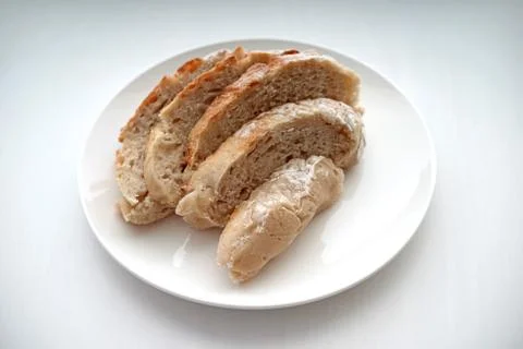 Bread served on a white table. Stock Photos