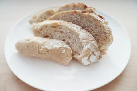 Bread served on a white table. Stock Photos