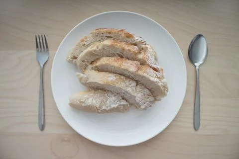Bread served on a white table. Stock Photos