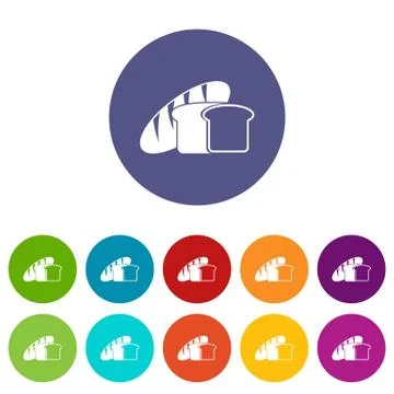 Bread set icons Illustrazione stock