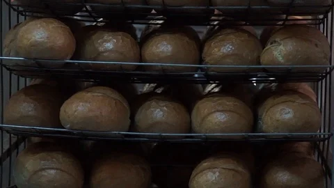 Bread On Shelves Transport Paning Stock Footage 90122255