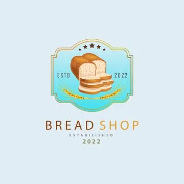 Bread shop bakery logo design template Stock Illustration